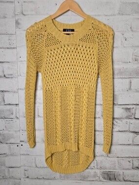 FDJ French Dressing Jeans Open Knit High Low Sweater Mustard Small